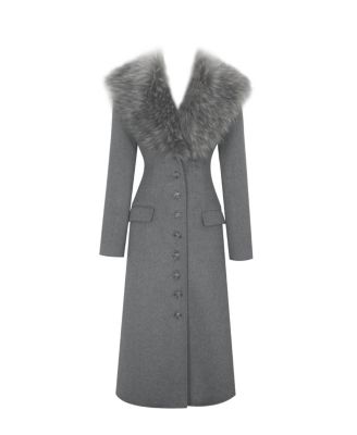  Faye Wool Blend Coat with Removable Faux Fur Collar