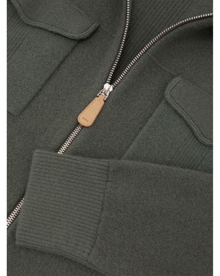 Calder Long Sleeve Zip Through Twin Pocket Merino Jumper Jacket