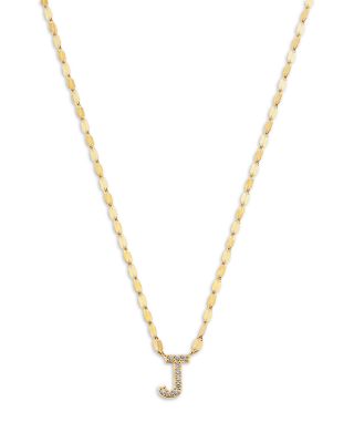 14K Yellow Gold Diamond Initial J Pendant Necklace, 18"