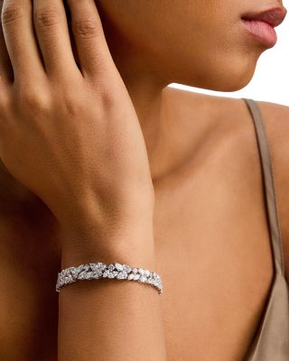 Certified Lab Grown Diamond Pear & Round Double Row Tennis Bracelet in 14K White Gold, 15.0 tcw