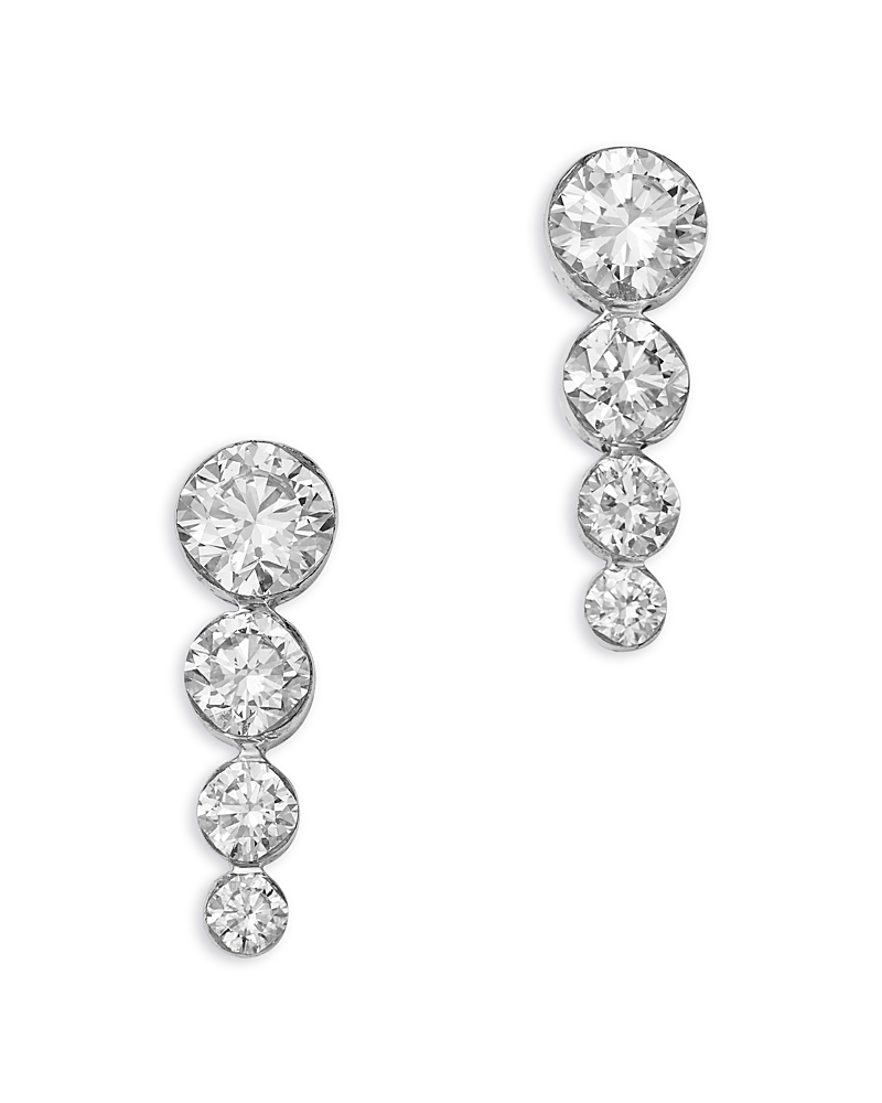Bloomingdale's Fine Collection Luxe Collection Certified Lab Grown Diamond Graduated Drop Earrings in 14K White Gold, 1.5 tcw