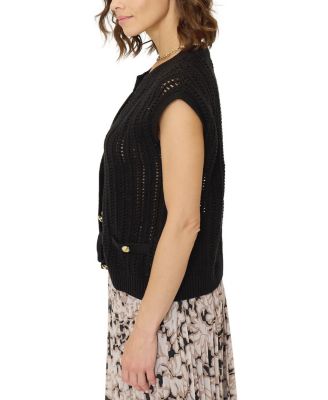 Women's Rose Sleeveless Openstitch Cardi