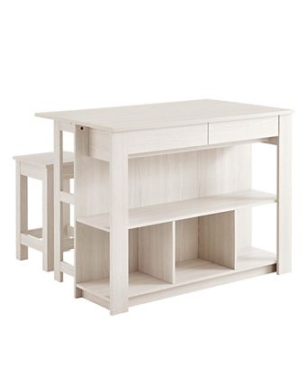 Meadowbrook Kitchen Island and Stool, Set of 3