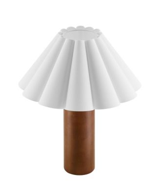  Flora Wood Table Lamp With Pleated Petal Shade