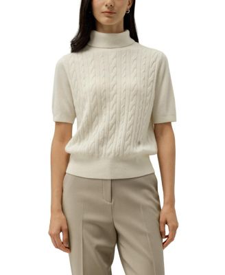  Cable Knit Baby Cashmere Turtleneck Top