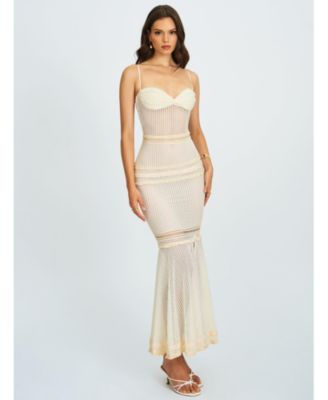 Pallas Lace Trim Crochet Mermaid Maxi Dress