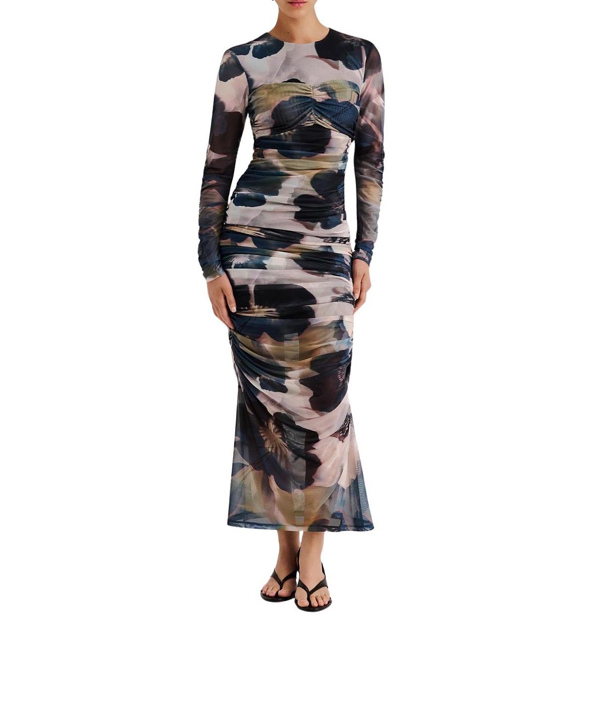 Malina Elionora Sheer Jersey Midi Dress