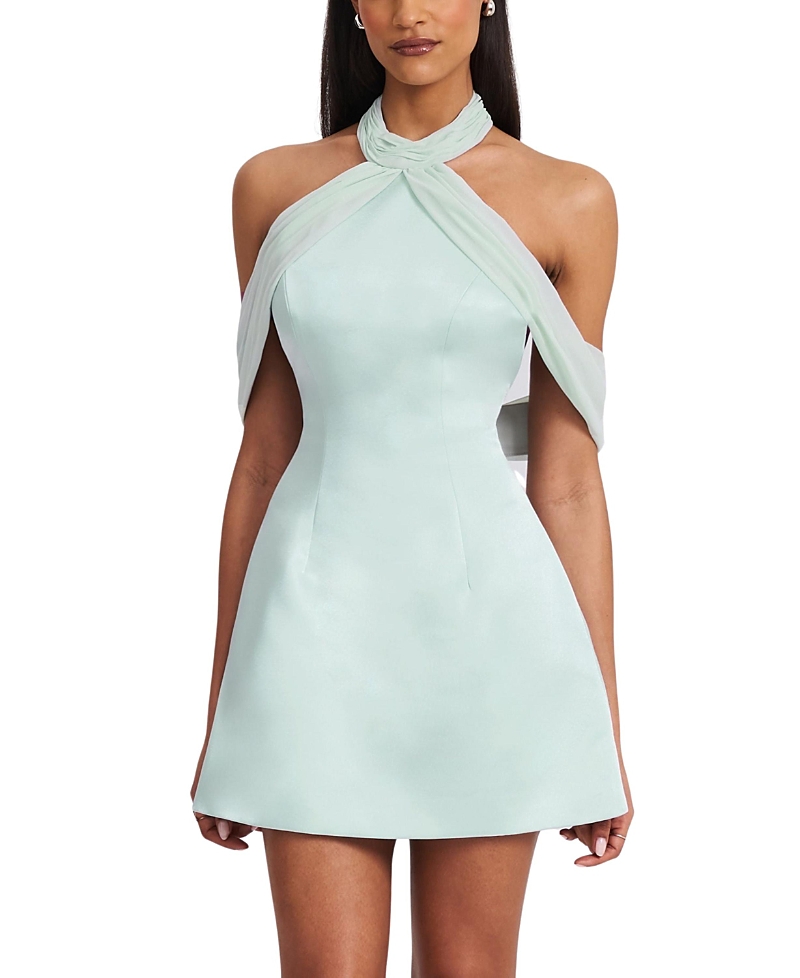Miss Circle Zafrina Halter Off Shoulder Backless Mini Dress