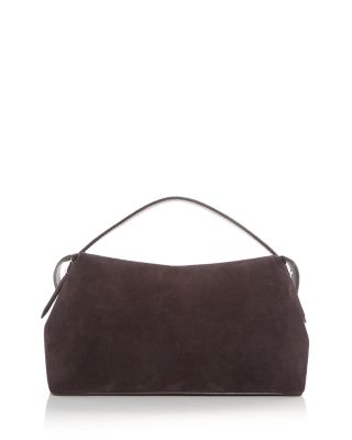 T-Lock Suede Convertible Top Handle Bag in Tobacco