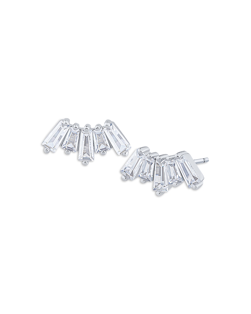 Kenneth Jay Lane Baguette Cubic Zirconia Fan Stud Earrings