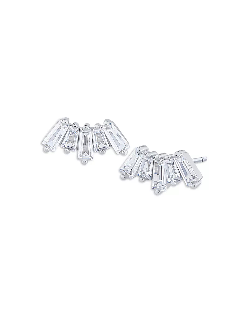 Kenneth Jay Lane Baguette Cubic Zirconia Fan Stud Earrings