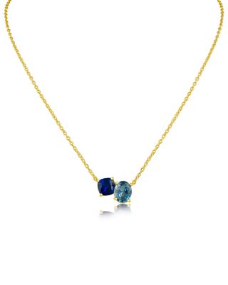 Tonal Blue Oval Cubic Zirconia Pendant Necklace, 16-19" 