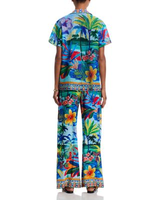 Para Crochet Camp Shirt & Paradis Wide Leg Swim Pants Cover-Up 