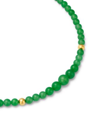 Dyed Jade Beaded Graduated Collar Necklace in 14K Yellow Gold, 18"