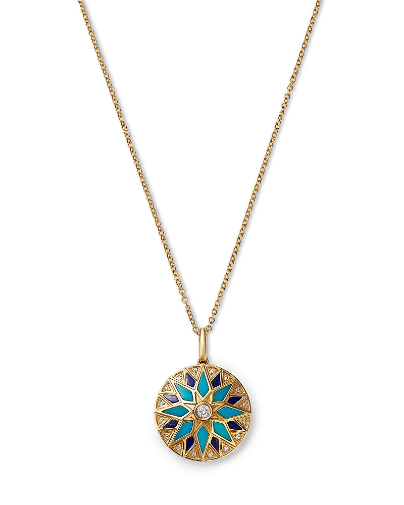 Bloomingdale's Fine Collection Lapis, Lazuli, Turquoise & Diamond Pendant Necklace in 14K Yellow Gold, 18