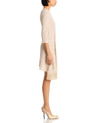 Faux Wrap Tweed Knit Dress
