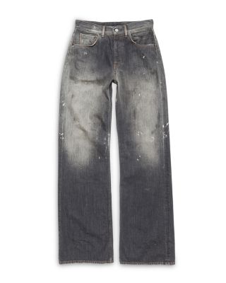 Wide Leg Paint Splatter Jeans in Black