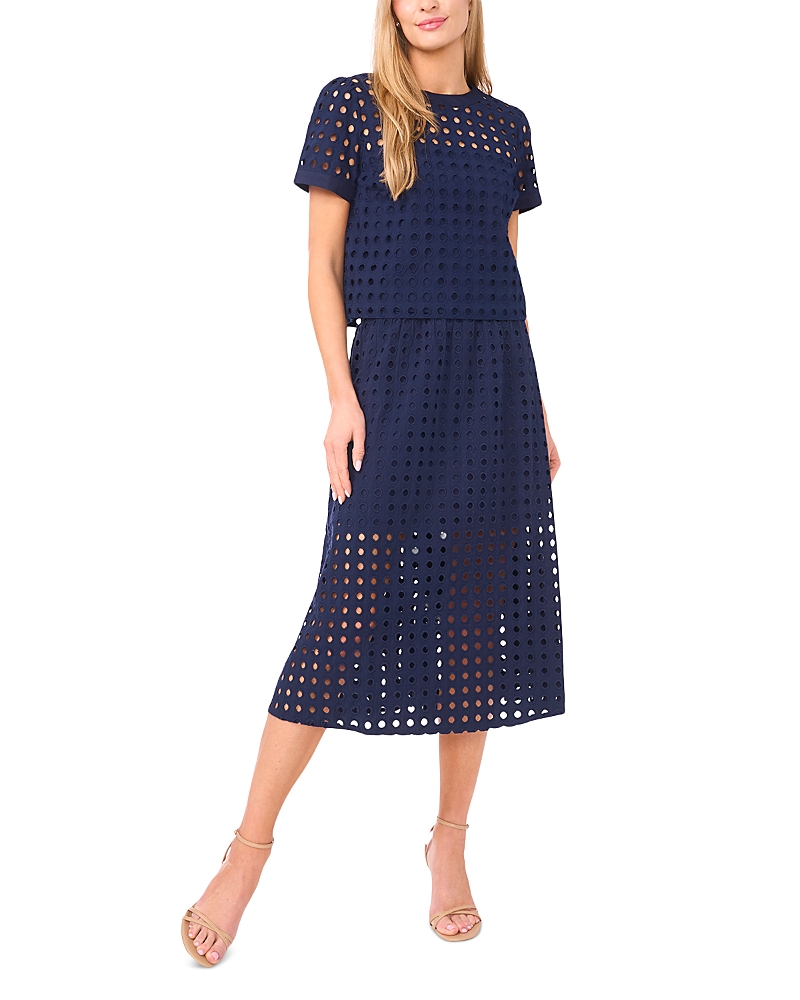 CeCe Circle Eyelet Midi Skirt