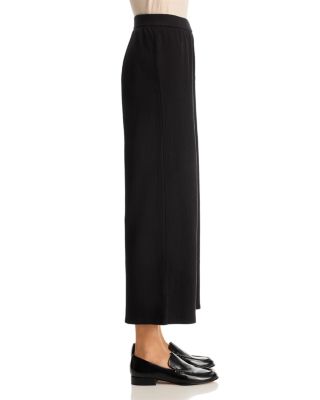 Crinkled Jersey Wide Leg Ankle Pants