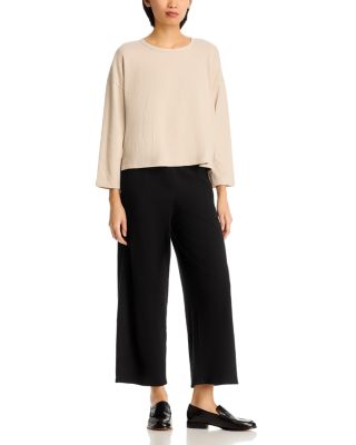 Crinkled Jersey Crewneck Bracelet Sleeve Top