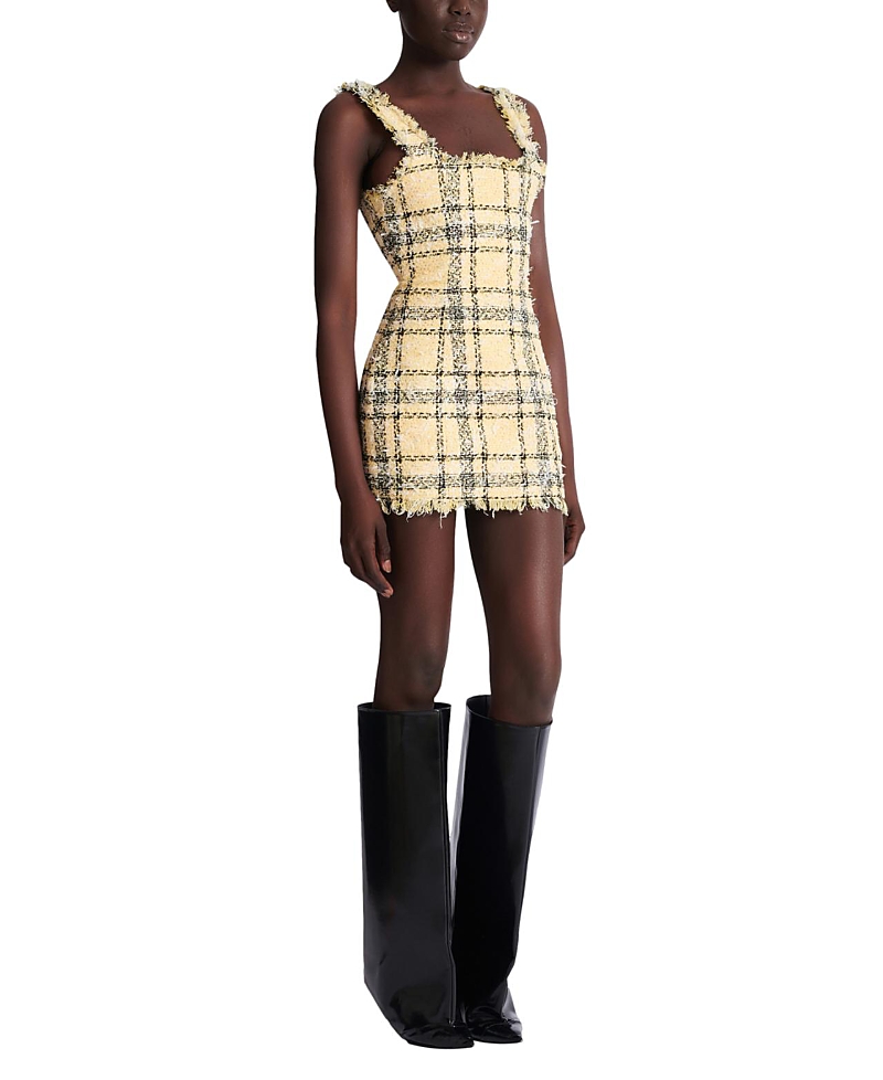 Balmain Short Strappy Dress in Glitter Tweed