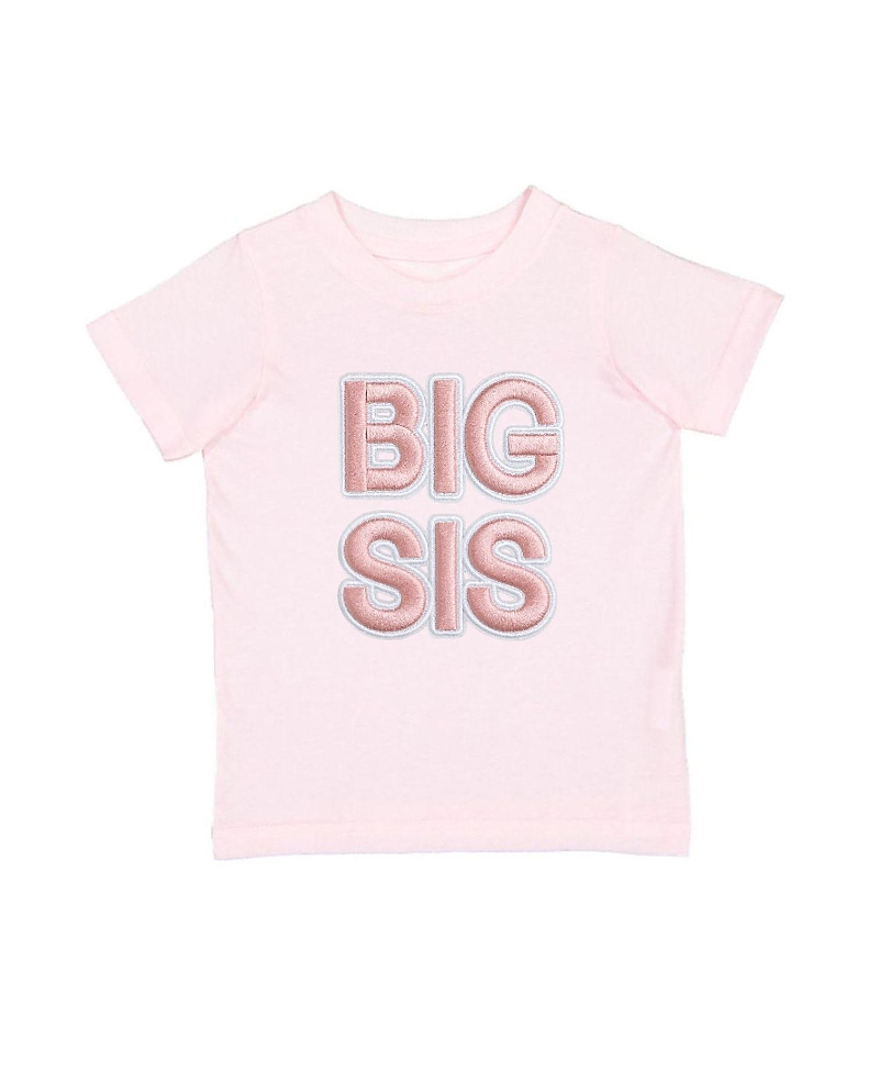 Sweet Wink Girls' Big Sis Embroidered Patch Short Sleeve T-Shirt - Baby, Little Kid