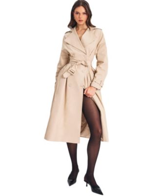  Ulila Double Breasted Pleated Cotton Blend Trench Coat