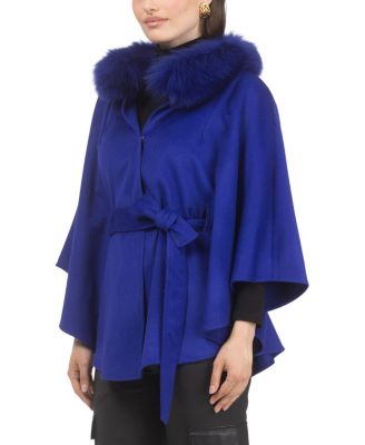  Select Wool Belted Cape with Select Lamb Collar