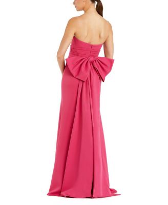  Crepe Strapless Gown With Oversized Bow