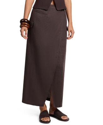  Linen Utility Wrap Maxi Skirt