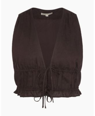  Air Linen Tie Front Top