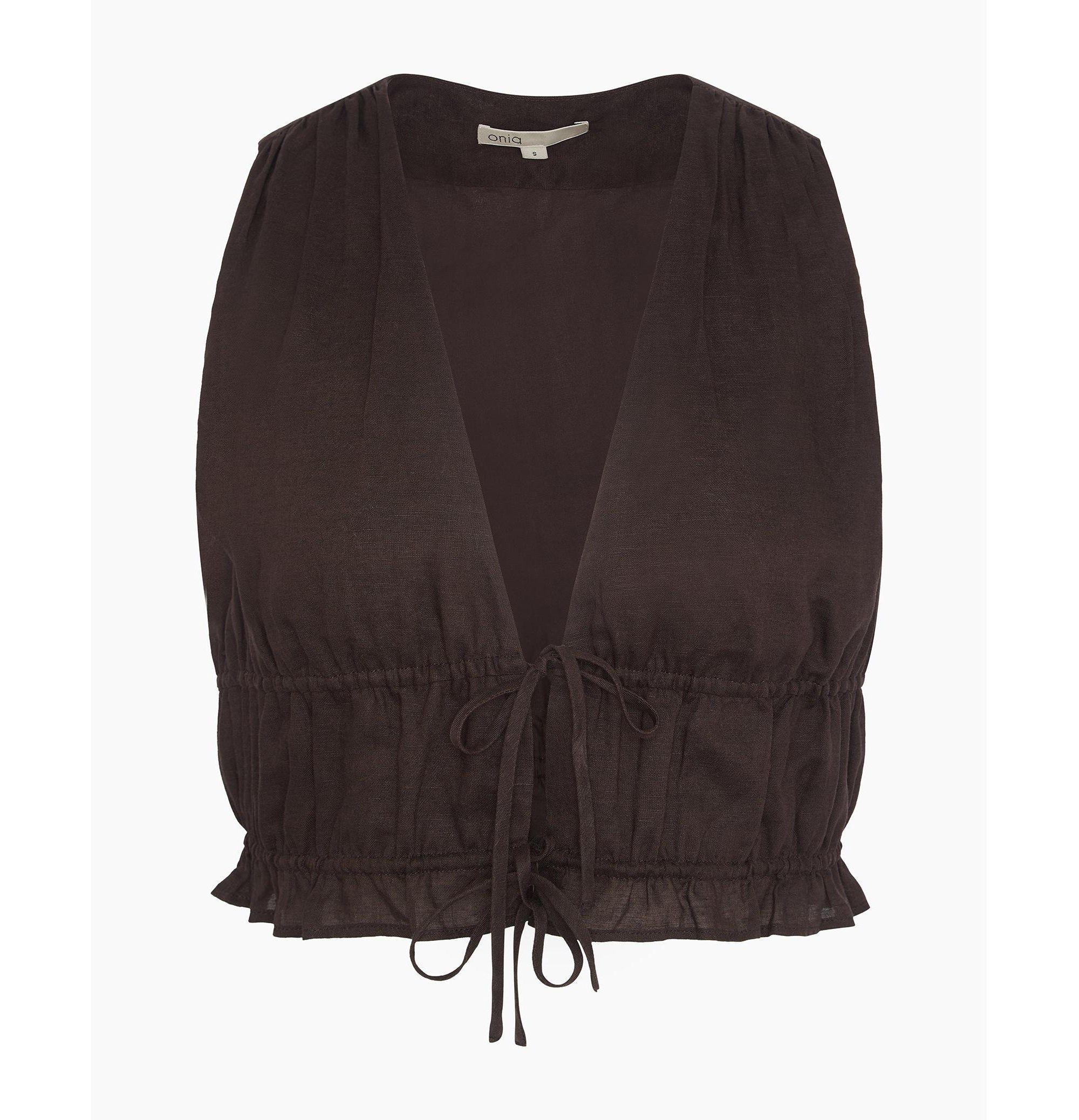 Air Linen Tie Front Top — Image 3