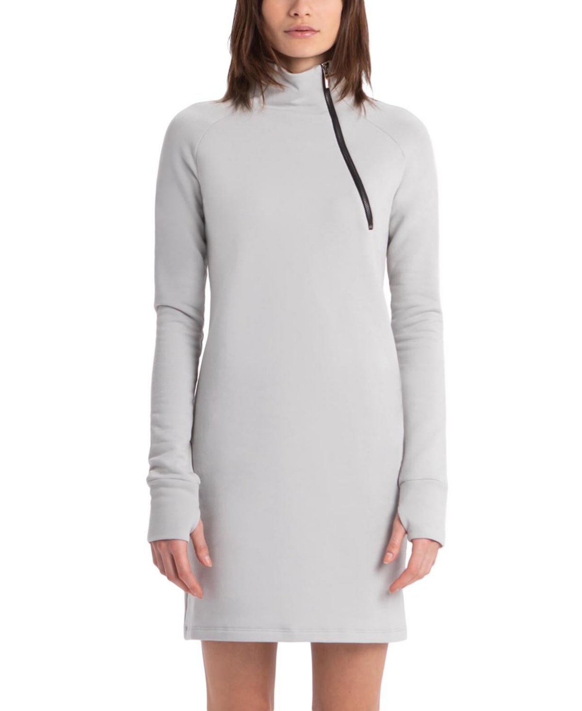 Alani Long-Sleeve Turtleneck Zip Sweatshirt Dress