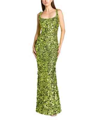  Sleeveless Sequin Paillette Column Gown