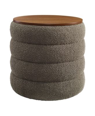 Mezzo Round Boucle Fabric Storage Ottoman