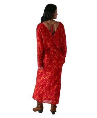 Petite Shadow Stripe Neck Midi Dress