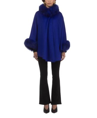 Select Wool and Cashmere Cape with Select Lamb Trim