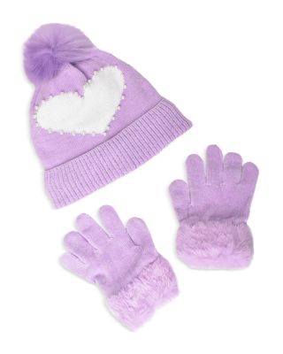 Girls' Heart Hat & Gloves Set 