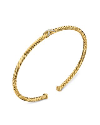 Micro Cablespira&reg; Flex Petite X Bracelet in 18K Yellow Gold with Diamonds, 2.6mm