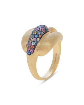 18K Yellow Gold Lucia Rainbow Sapphire Cluster Knot Ring