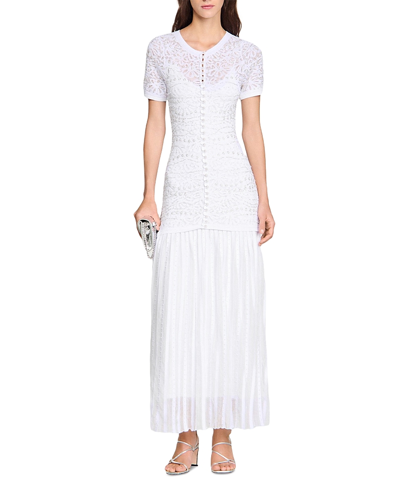 Sandro Beaded Knit Maxi Dress