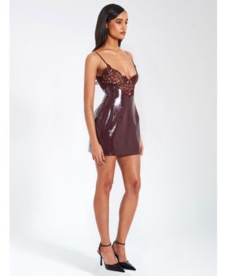 Shelby Lace Faux Leather Mini Dress