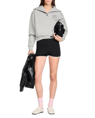 Bead Embroidered Ribbed Shorts