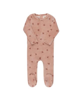  Unisex Velour Leaf Pattern Collection Footie - Baby
