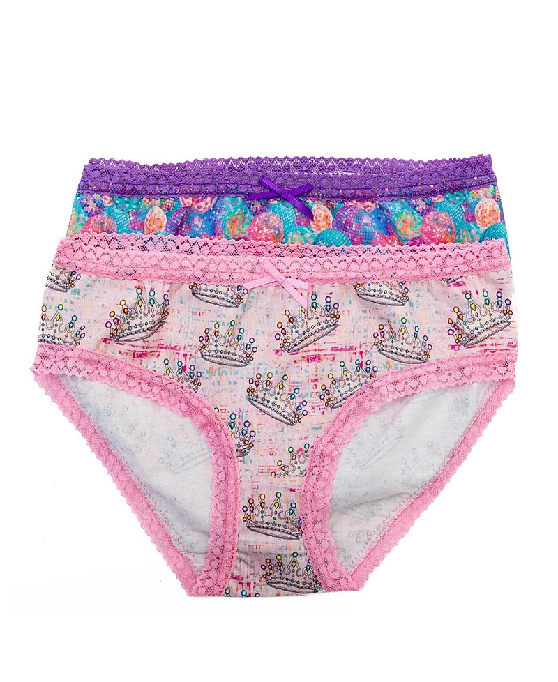 Sunshine Society Girls' Lace Trim Slumber Party Underwear, Pack of 2 - Little Kid, Big Kid