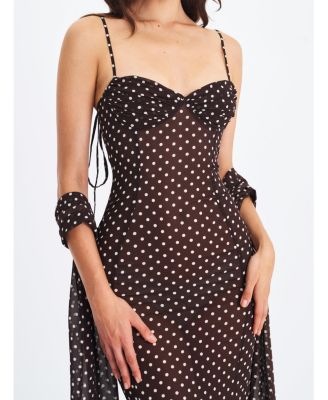 Yadira Polka Dot Sheer Chiffon Maxi Dress