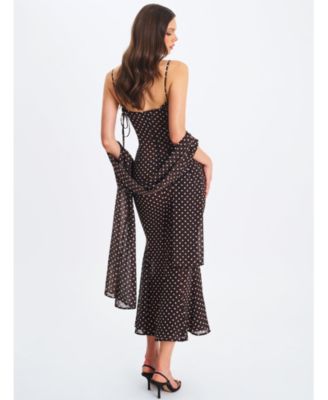 Yadira Polka Dot Sheer Chiffon Maxi Dress
