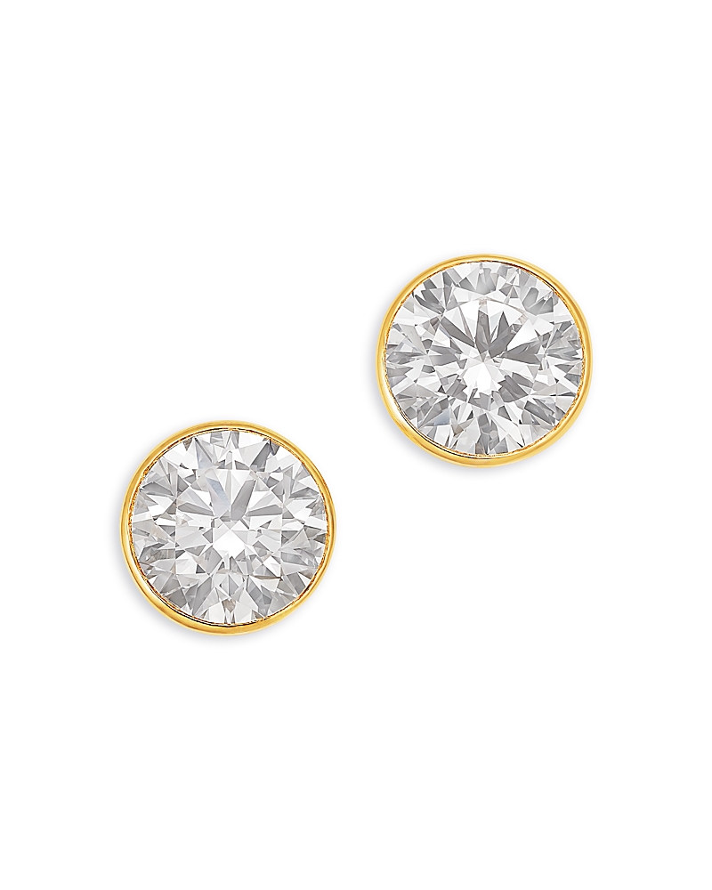 Bloomingdale's Fine Collection Luxe Collection Certified Lab Grown Diamond Bezel Stud Earrings in 14K Gold, 4.0 tcw