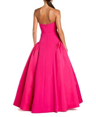  Strapless Sweetheart Crepe Gown with Satin Skirt