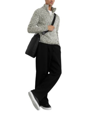 Textured Two Tone Half Zip Sweater